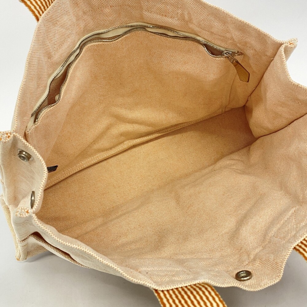 Hermes New Fool Tote MM Canvas Bag Orange White Women's - Picture 4 of 12